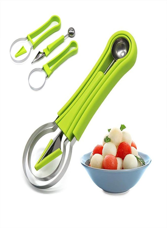 CukAid Melon Baller Scoop Set,Melon Corer Peeler, 4 In 1 Stainless Steel Fruit Scooper Tool, Seed Remover for watermelon Slicer,Perfect tool for making fruit salad in kitchen (4 in 1) - Image 1